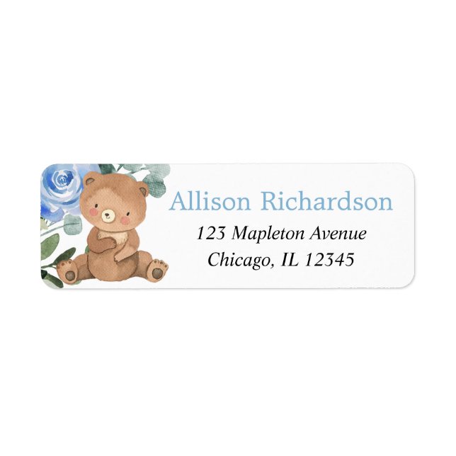 Teddy bear blue floral greenery (Front)