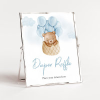 Teddy Bear Blue Hot Air Balloon Baby Diaper Raffle