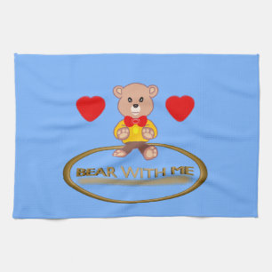 Teddy Bear Blue Kitchen Towel