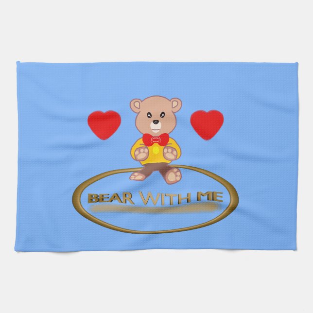 Teddy Bear Blue Kitchen Towel (Horizontal)