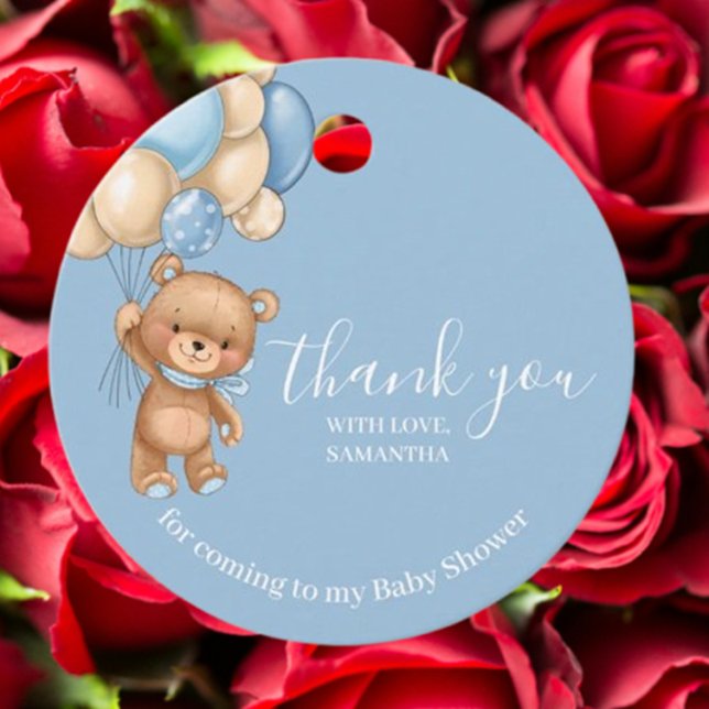 Teddy Bear Blue Merci Favoriser les étiquettes (perfect for baby showers and special celebrations. Order now!)