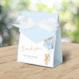 Teddy Bear Blue Tan Balloons Baby Shower Favor Box