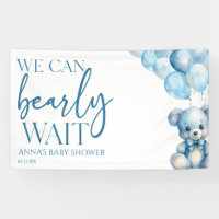 Teddy Bear Blue We Can Bearly Wait Baby Shower