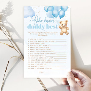 Teddy bear blue Who knows daddy best shower game