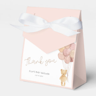 Teddy Bear Blush Beige Balloons Baby Shower Favor Box