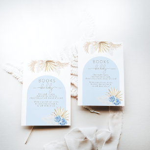 Teddy Bear Boho Blue Boy Baby Shower Book Request Enclosure Card