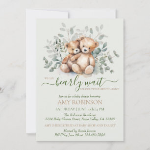 Teddy Bear Boho Twin Gender Neutral Baby Shower Invitation
