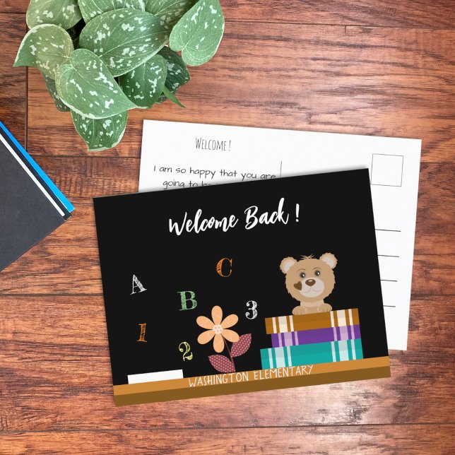 Teddy Bear Books Welcome Back-to-School Postcard (Welcome back to school postcard . )