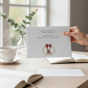 Teddy Bear Bow Baby Shower Invitation Envelope