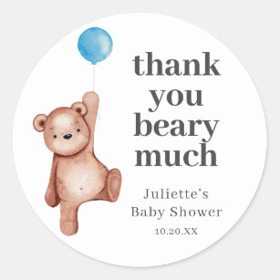 Teddy Bear Boy Baby Shower Classic Round Sticker