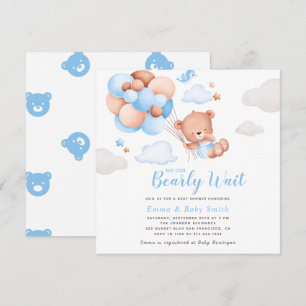 Teddy Bear Boy Baby Shower Invitation