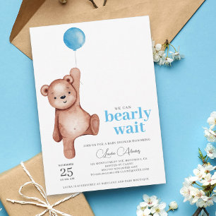Teddy Bear Boy Baby Shower Invitation