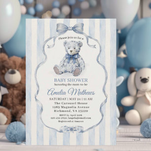 Teddy Bear Boy Baby Shower Invitation