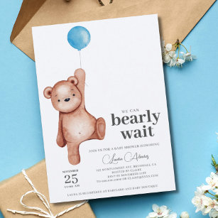 Teddy Bear Boy Baby Shower Invitation