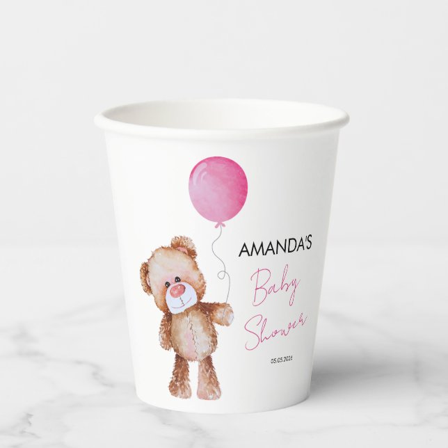 Teddy Bear Boy Baby Shower Paper Cups (Front)