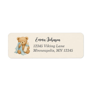 Teddy Bear Boy Baby Shower Return Address
