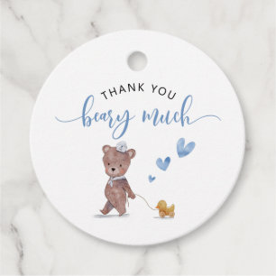 Teddy Bear Boy Birthday Party Blue Favour Tags
