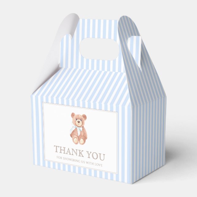 Teddy Bear Boy Classic Baby Shower  Favor Box (Back Side)