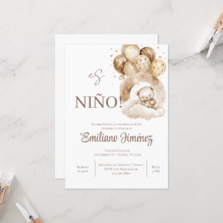 Teddy Bear Boy Invitation espagnole