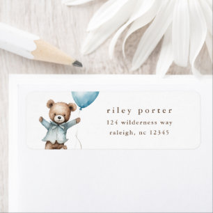 Teddy Bear Boys Baby Shower Return Address