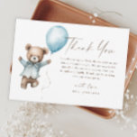 Teddy Bear Boys Baby Shower Thank You Card<br><div class="desc">Teddy Bear Boys Baby Shower Thank You Card. Click the personalize button to customize this design with your details.</div>