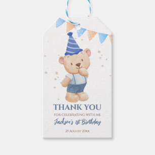 Teddy bear boys birthday thank you personalized gift tags