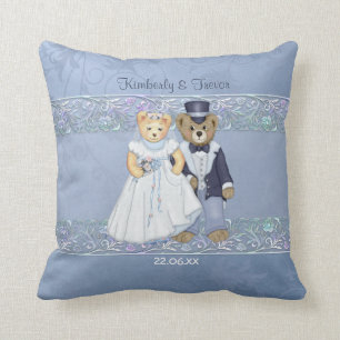 Teddy Bear Bride and Groom Wedding - Customize Throw Pillow