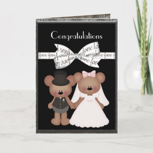 Teddy Bear Bride & Groom Wedding Card