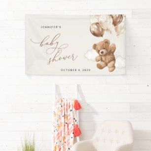 Teddy Bear, Brown Balloons, Baby Shower Welcome Banner