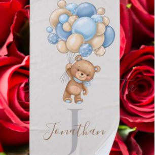 Teddy Bear Brown Balloons beach towel for kids