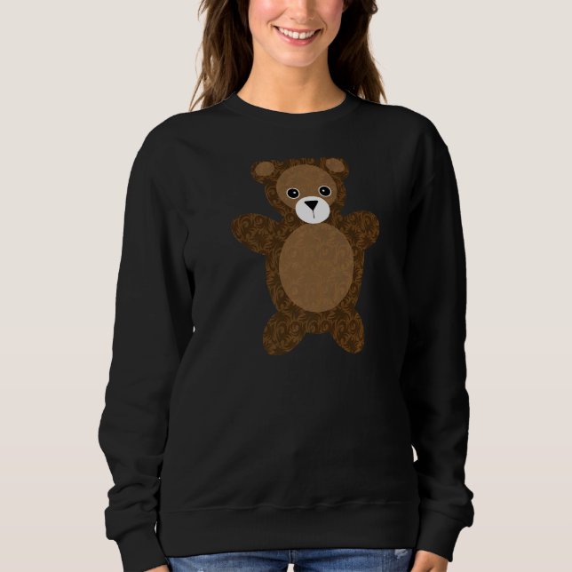 Teddy Bear Brown Damask Sweatshirt (Front)