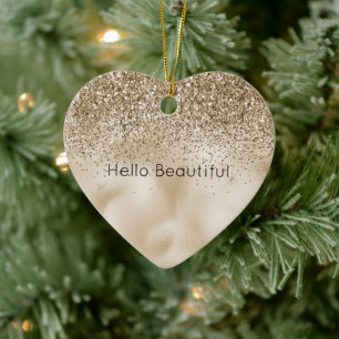 Teddy Bear Brown Gold Glam Glitter   Ceramic Ornament