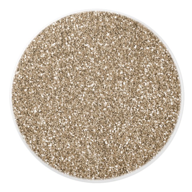 Teddy Bear Brown Gold Glitter       Ceramic Knob (Front)