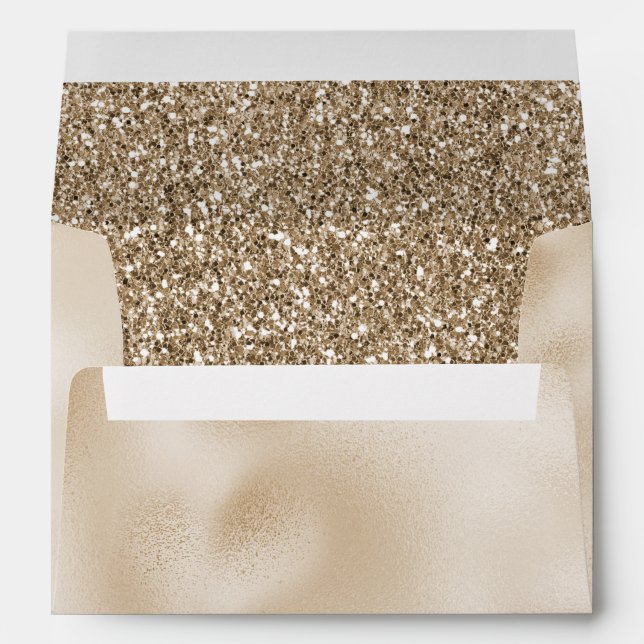 Teddy Bear Brown Gold Glitter        Envelope (Back (Bottom))