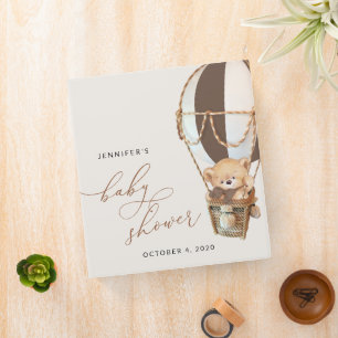 Teddy Bear, Brown Hot Air Balloon, Baby Shower Binder