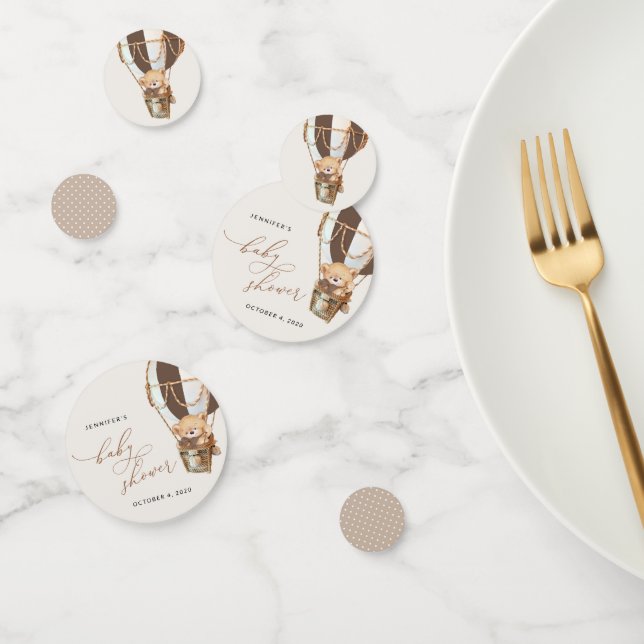 Teddy Bear, Brown Hot Air Balloon, Baby Shower Confetti (Group)