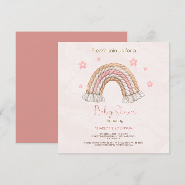 Teddy Bear Brown Sage Green Balloons Baby Shower  Invitation (Front/Back)