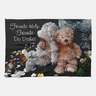 Teddy Bear Buddies- Friends help friends do dishes Kitchen Towel