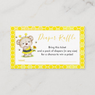 Teddy Bear Bumblebee Diaper Raffle Card