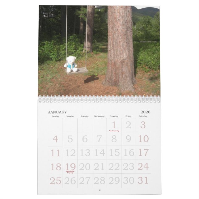 Teddy Bear Calendar (Jan 2026)