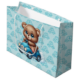 Teddy Bear Cars Large Gift Bag