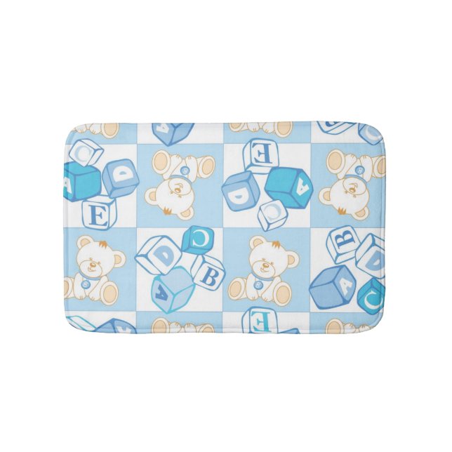 Teddy bear checked pattern bath mat (Front)