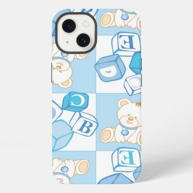 Teddy bear checked pattern iPhone case (Back)
