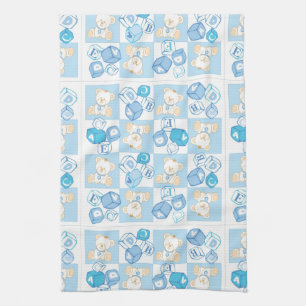 Teddy bear checked pattern kitchen towel