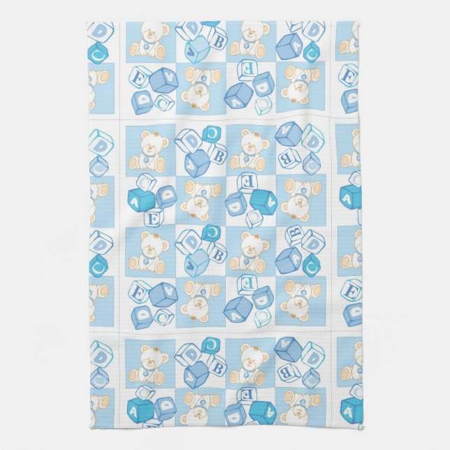 Teddy bear checked pattern kitchen towel (Vertical)