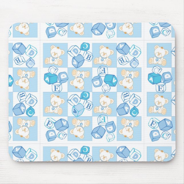 Teddy bear checked pattern mouse pad (Front)