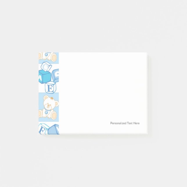 Teddy bear checked pattern post-it notes (Front)