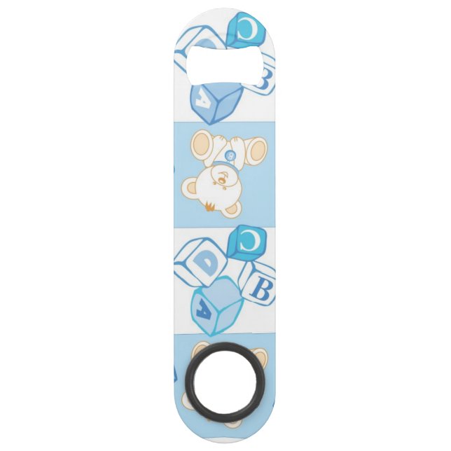 Teddy bear checked pattern speed bottle opener (Front)