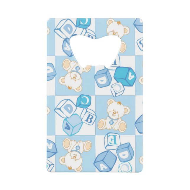 Teddy bear checked pattern wallet bottle opener (Front)