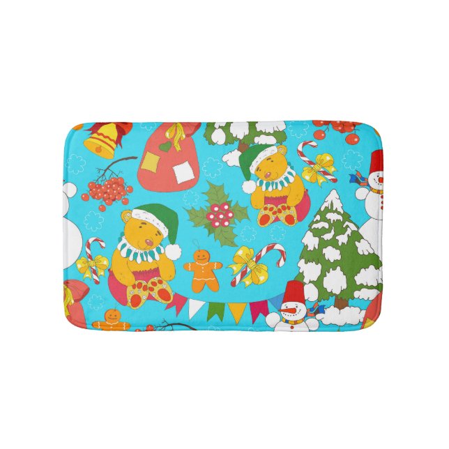 Teddy Bear Christmas: Kid-Friendly Pattern. Bath Mat (Front)